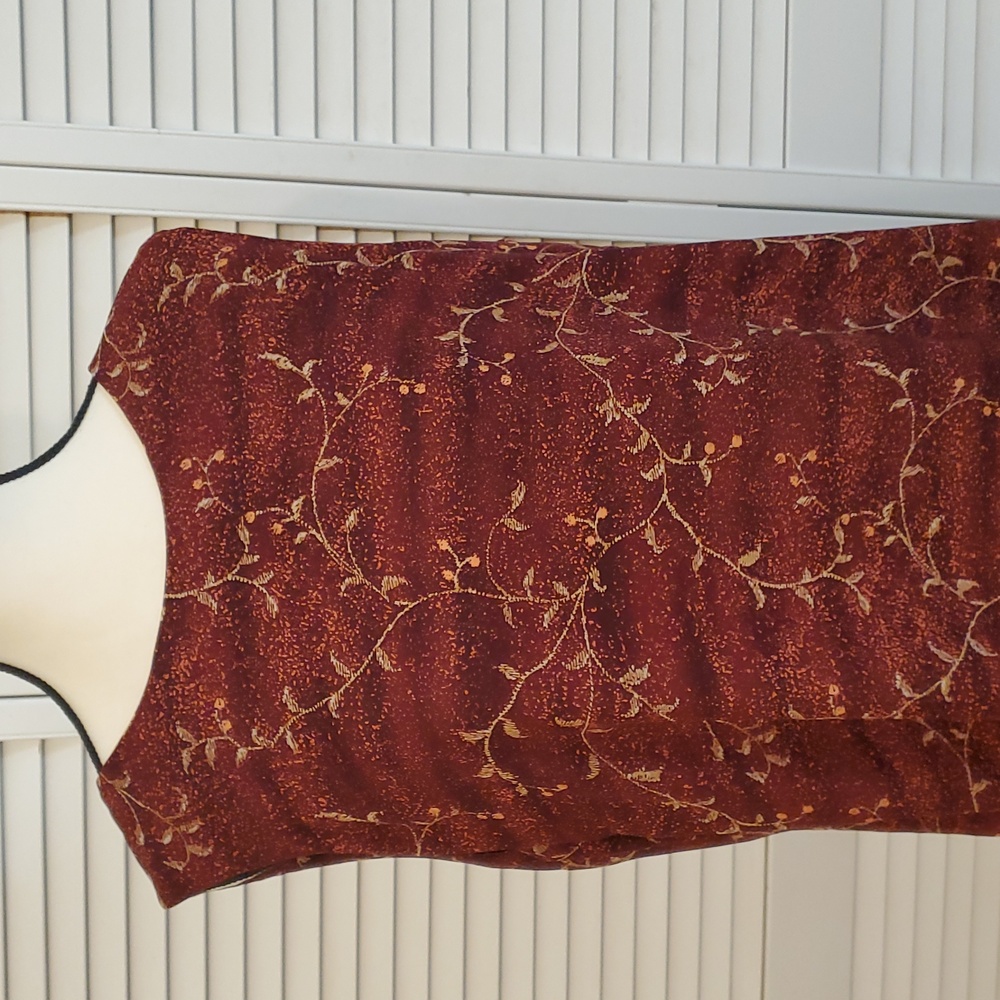Leslie Fay Elegant Floral Sleeveless Burgundy Dress, Size 18 - Picture 12 of 13
